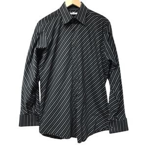 Murano Shirt Mens Large Striped Black Gray